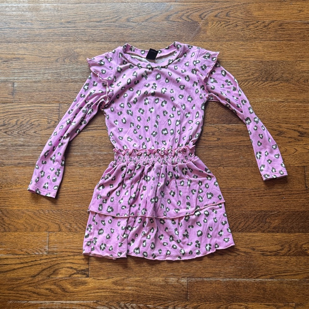 Pixie lane Pink Leopard Print Long Sleeve Dress
